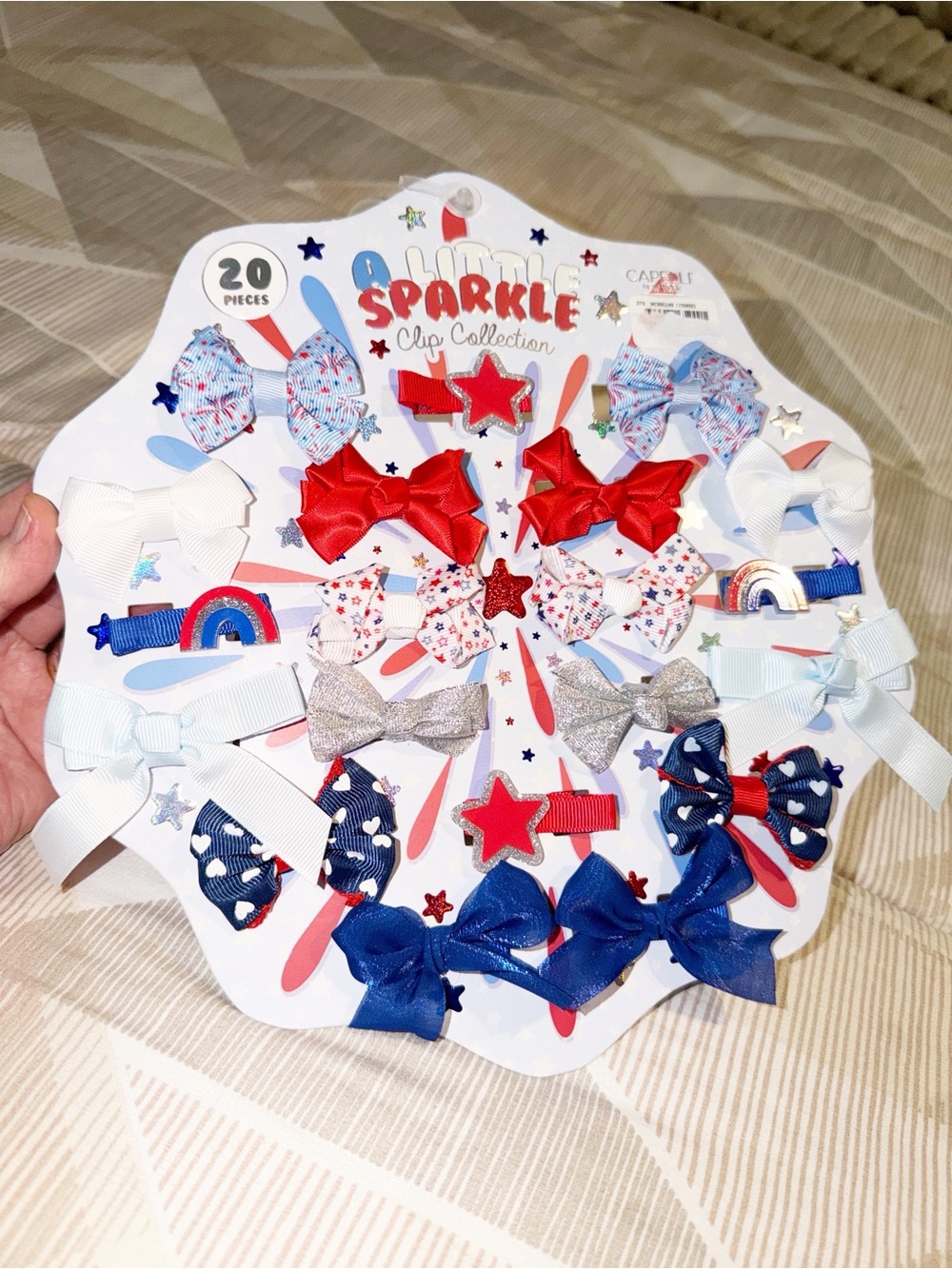 A Little Sparkle Kids Hair Clip Set - Patriotic Red, White & Blue NWT